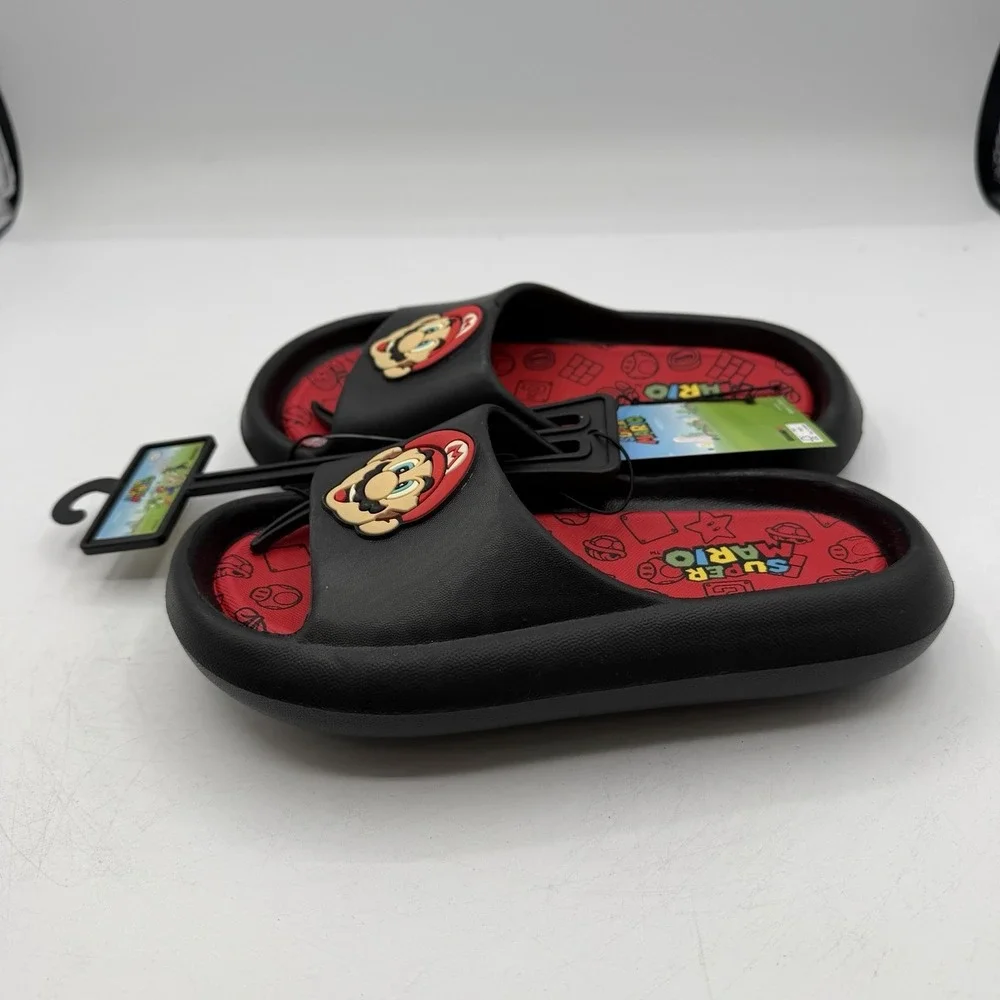 Super Mario Bros‎ Slides Boys Size 1 Red/Black Ground Up Nintendo Kids Sandals